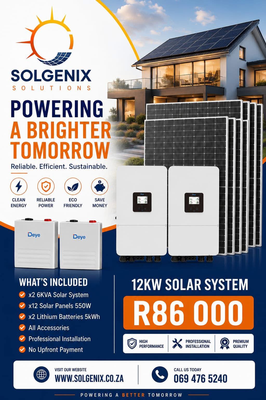 12kW Solar System — Solgenix package prices and included equipment