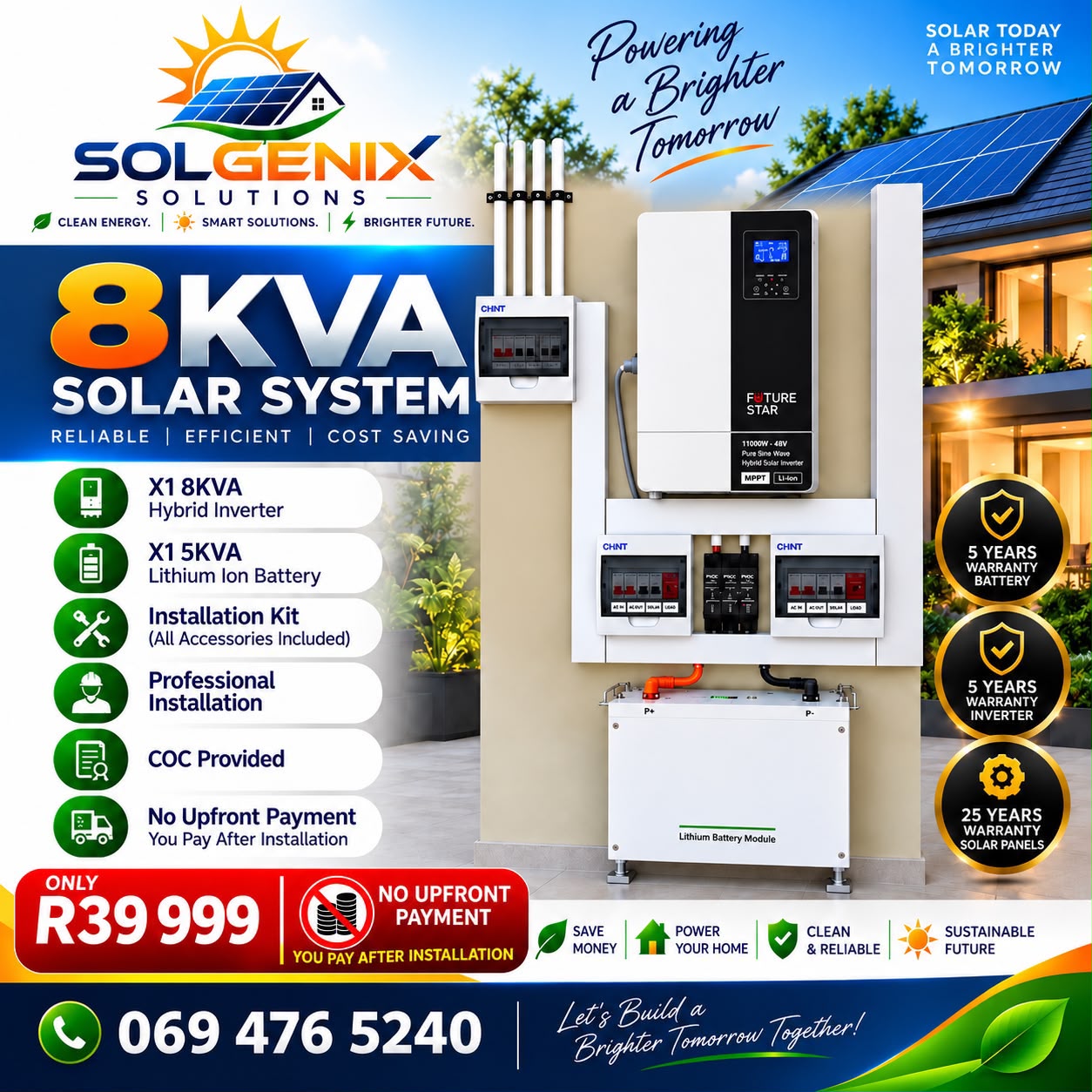 8kVA Solar System — Solgenix package prices and included equipment