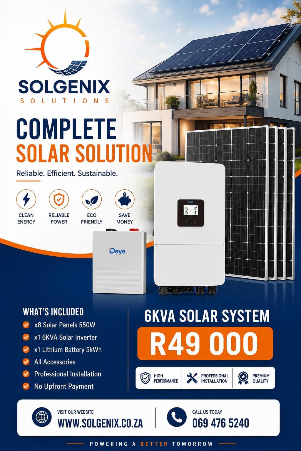 6kVA Solar Solution — Solgenix package prices and included equipment