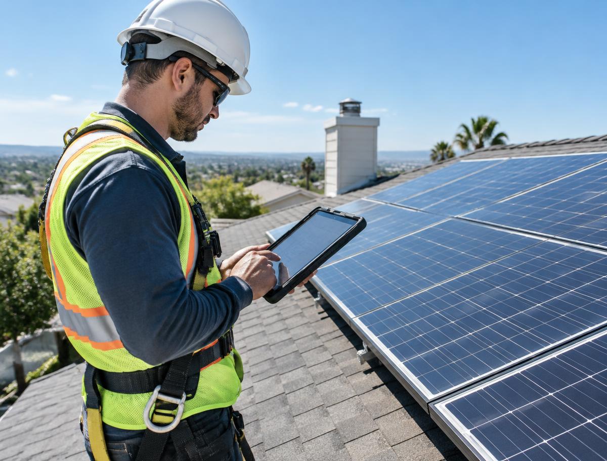 Illustrative image of a solar assessment on a roof